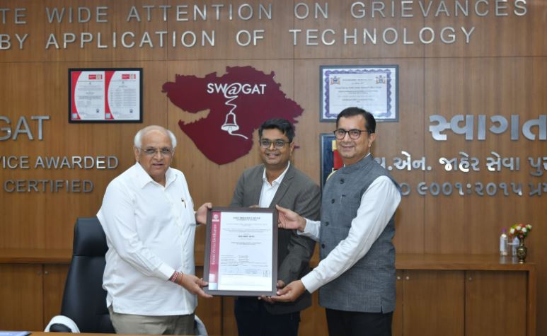 देश में एकमात्र गुजरात के मुख्यमंत्री कार्यालय को प्राप्त हुआ 2009 से लगातार आईएसओ प्रमाण पत्र प्राप्त करने का गौरव
